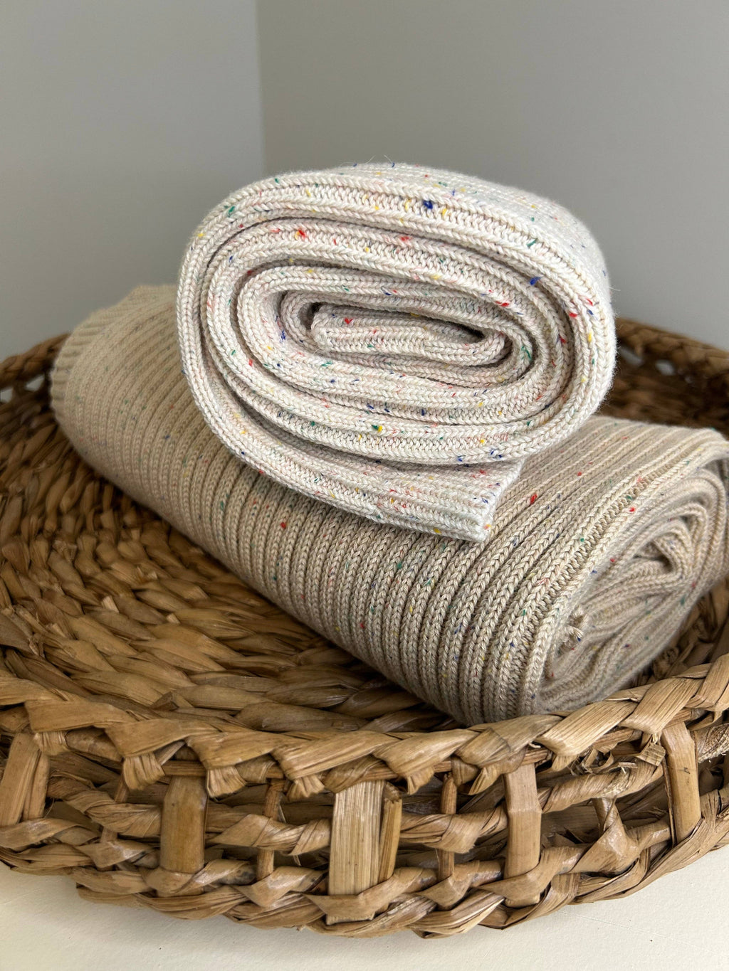 Sprinkle Knit Ribbed Blanket - Oat
