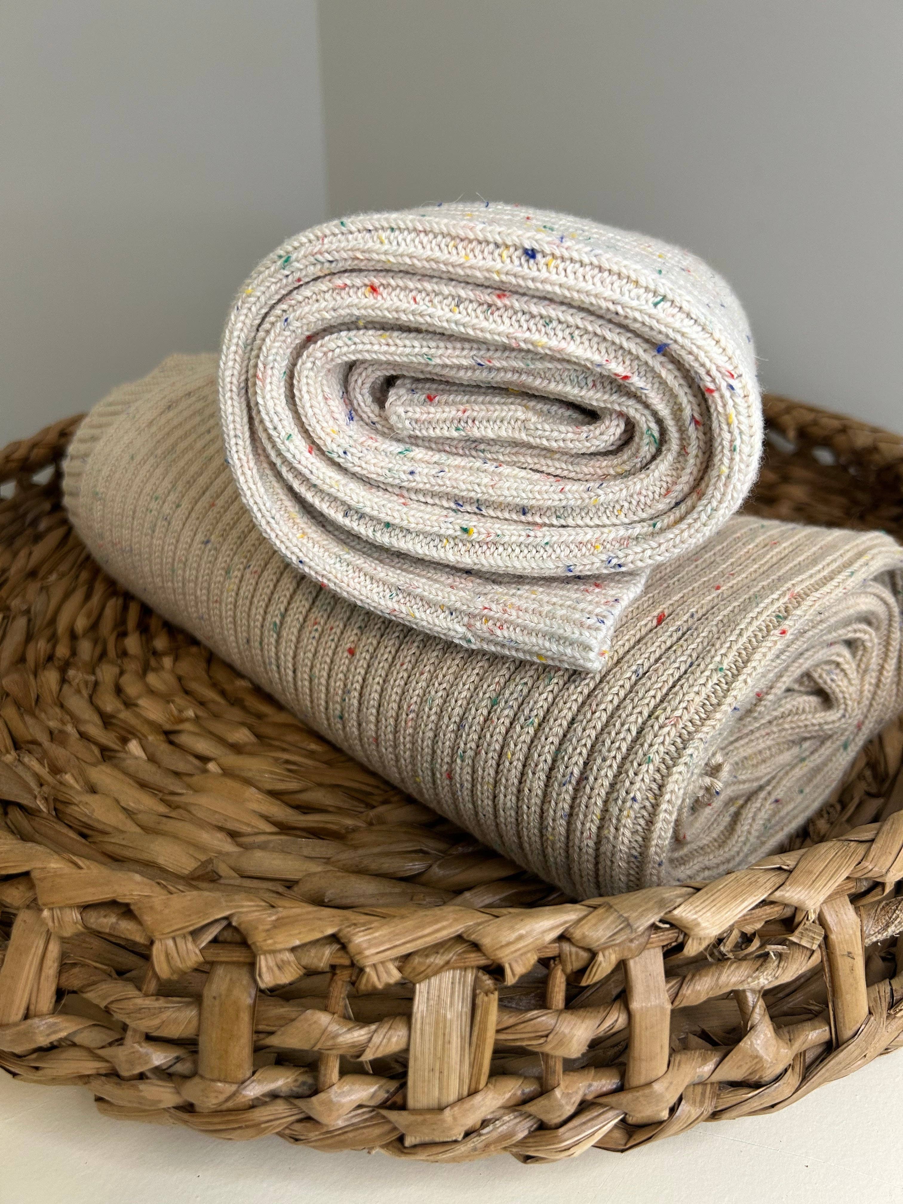 Sprinkle Knit Ribbed Blanket - Oat