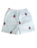 Seersucker Kids Shorts with Embroidered Duxbury Bay Lighthouses in Turquoise