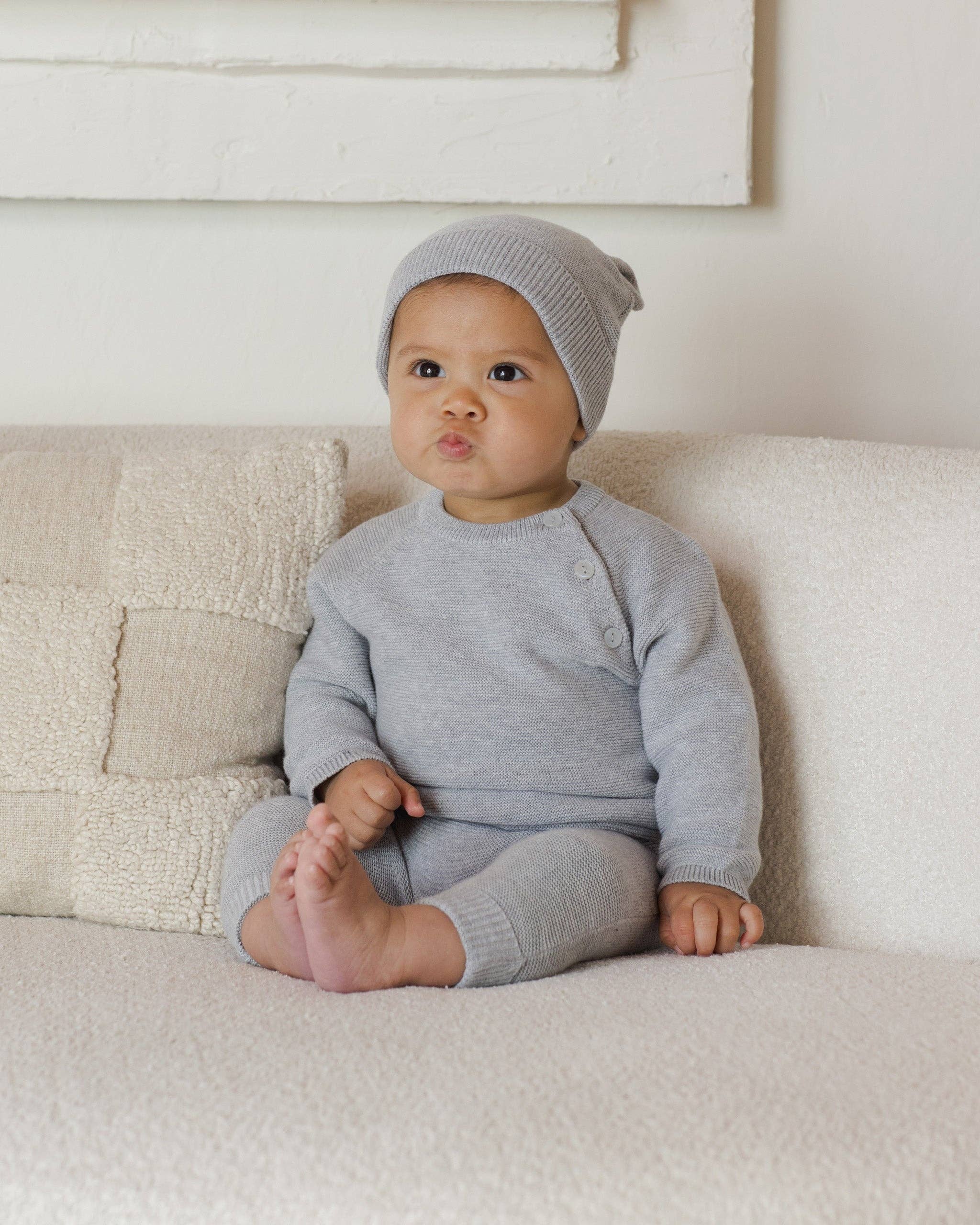 Baby Bear Beanie | Heathered Dusty Blue