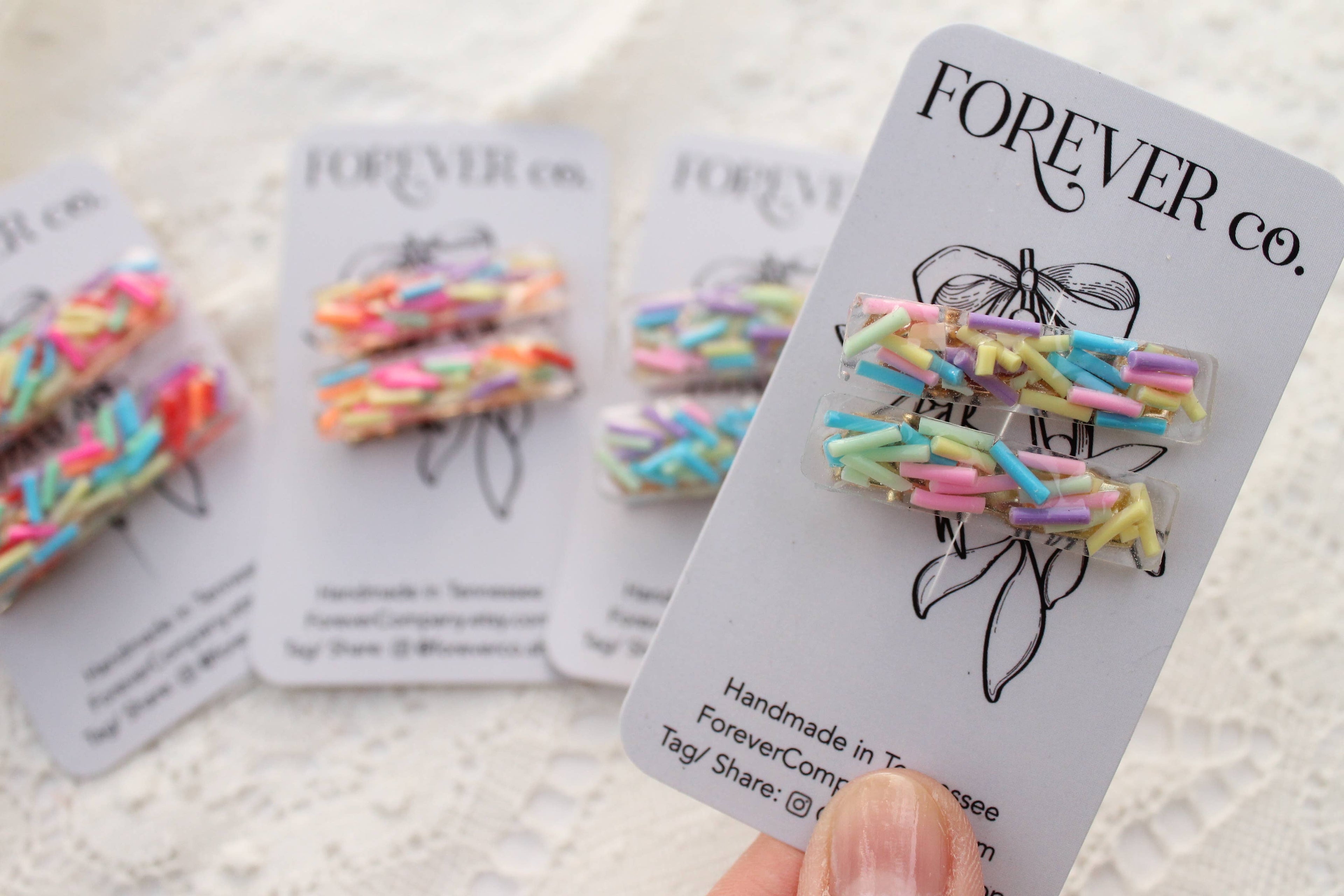 Mini Hair Clips -  Bright Rainbow Ice Cream