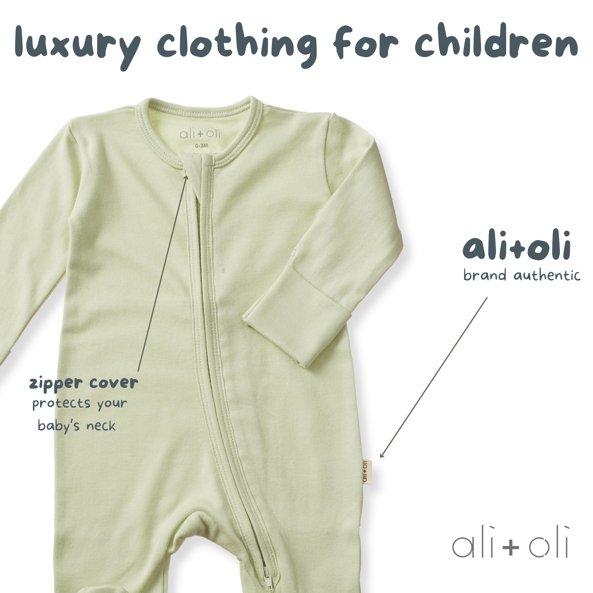 Organic Cotton Baby Footie 2-Way Zipper | Sage