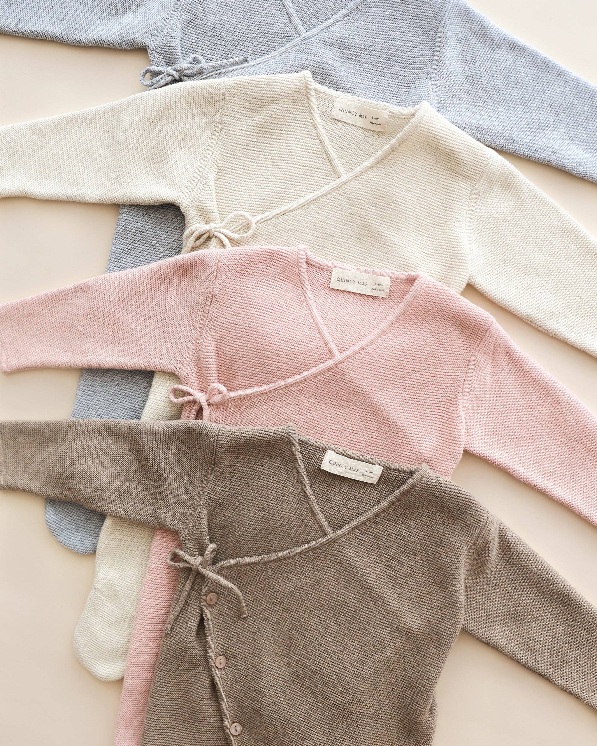 Wrap Knit Footie | Heathered Natural