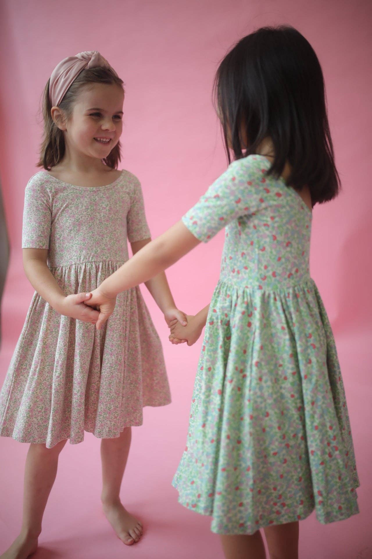 Short Sleeve Twirl Dress | Bella Pink Floral