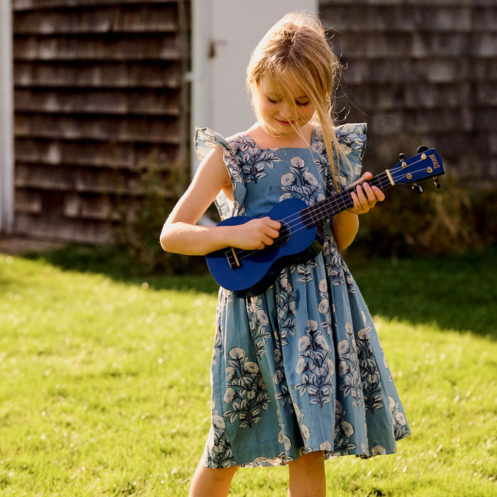Girls Elsie Dress - Blue Bouquet Floral