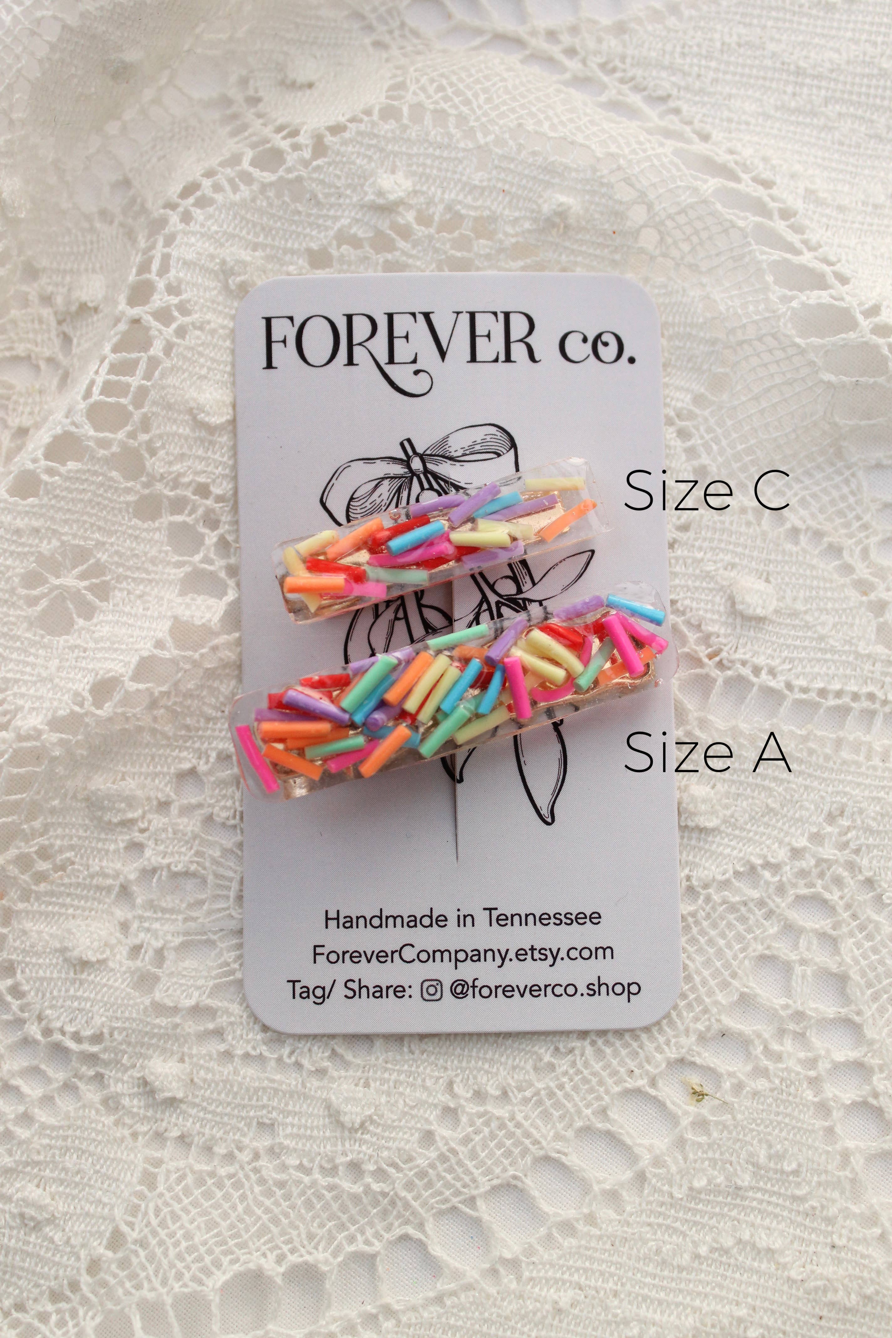 Mini Hair Clips -  Bright Rainbow Ice Cream