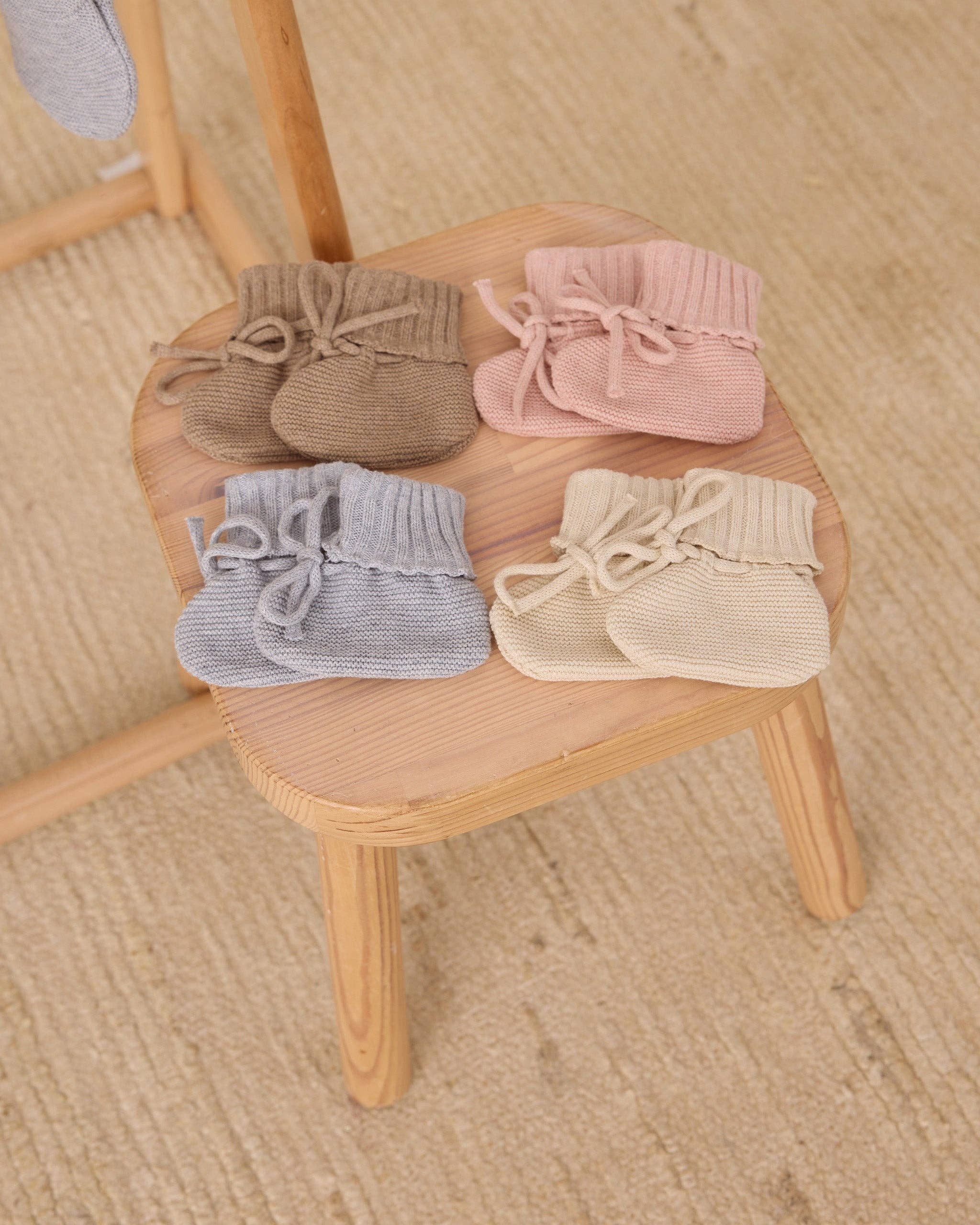 Knit Booties | Heathered Dusty Blue