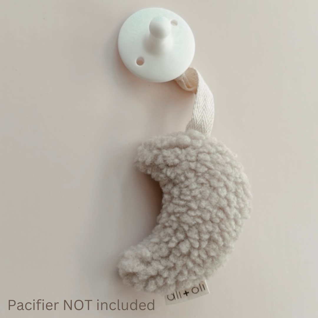 Plush Moon Pacifier Holder | Sand