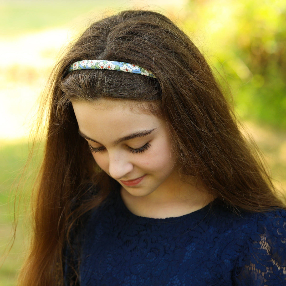 Thin Floral Headband - Purple