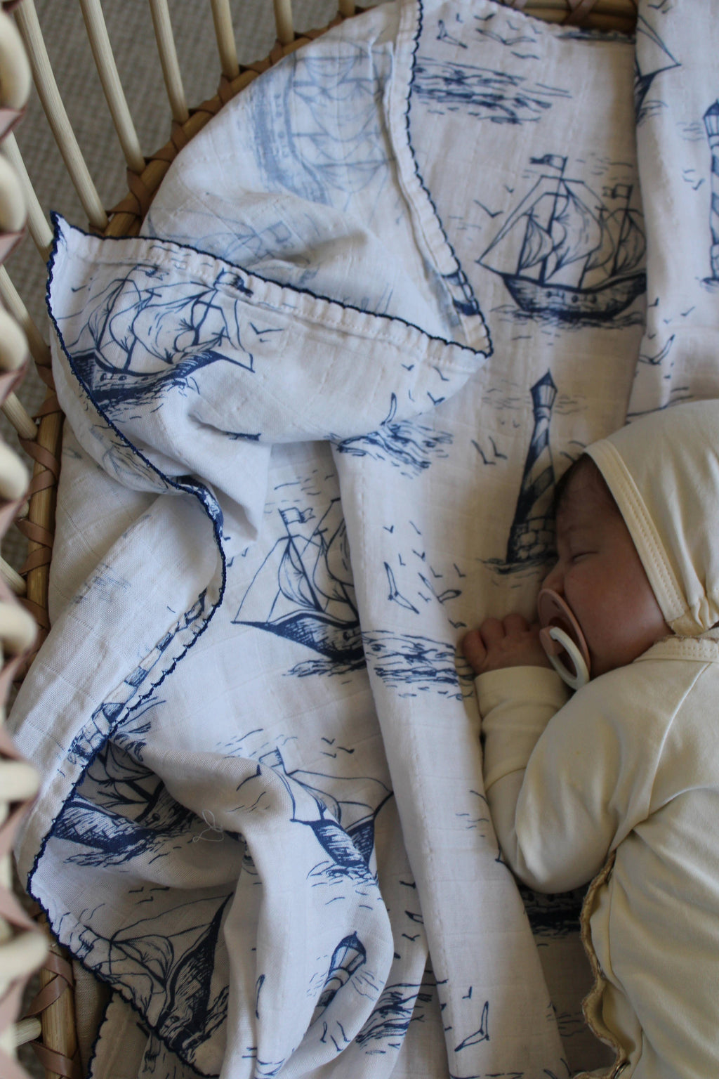 Nautical Sailor Dream Muslin Blanket