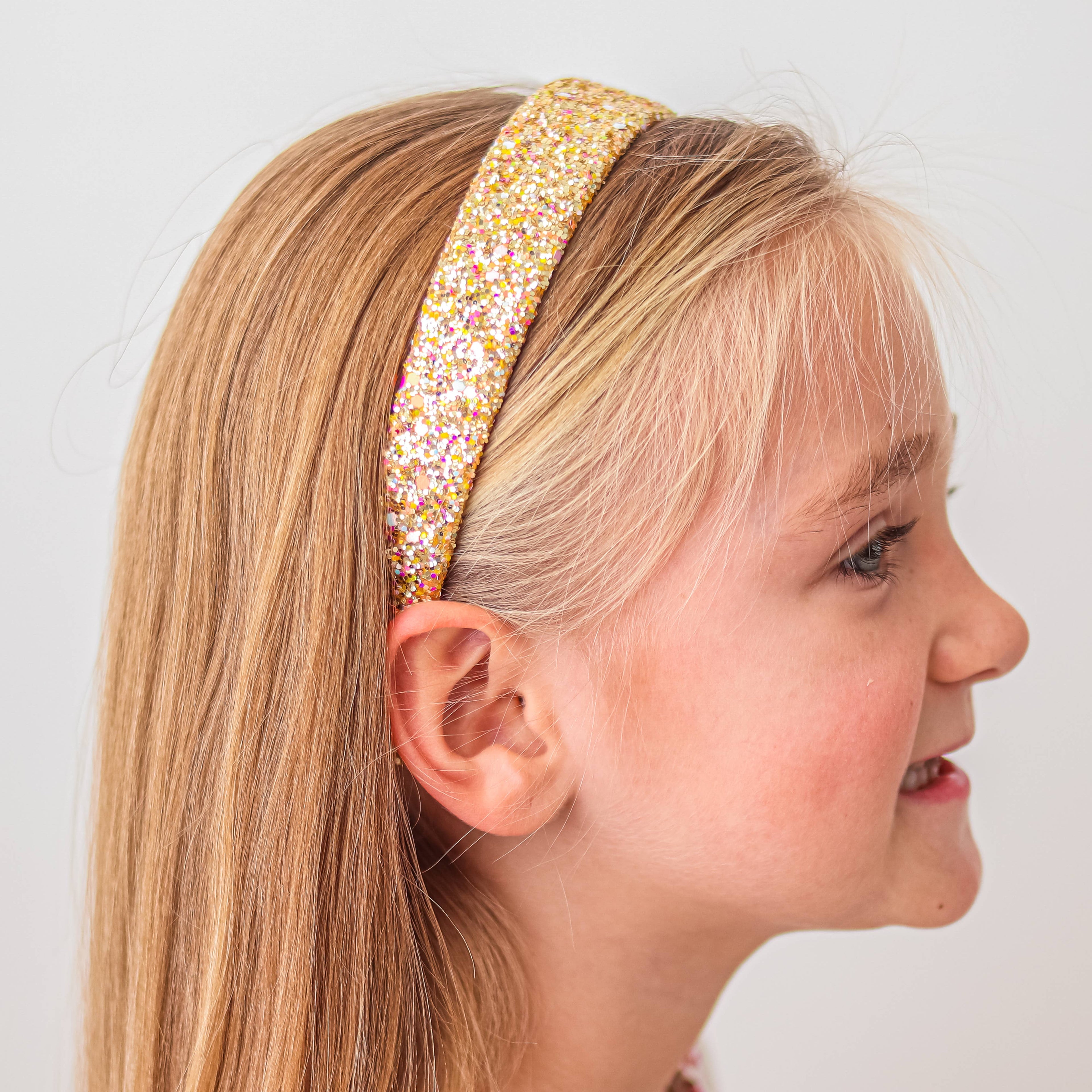 Tapered Chunky Glitter Headband | Gold