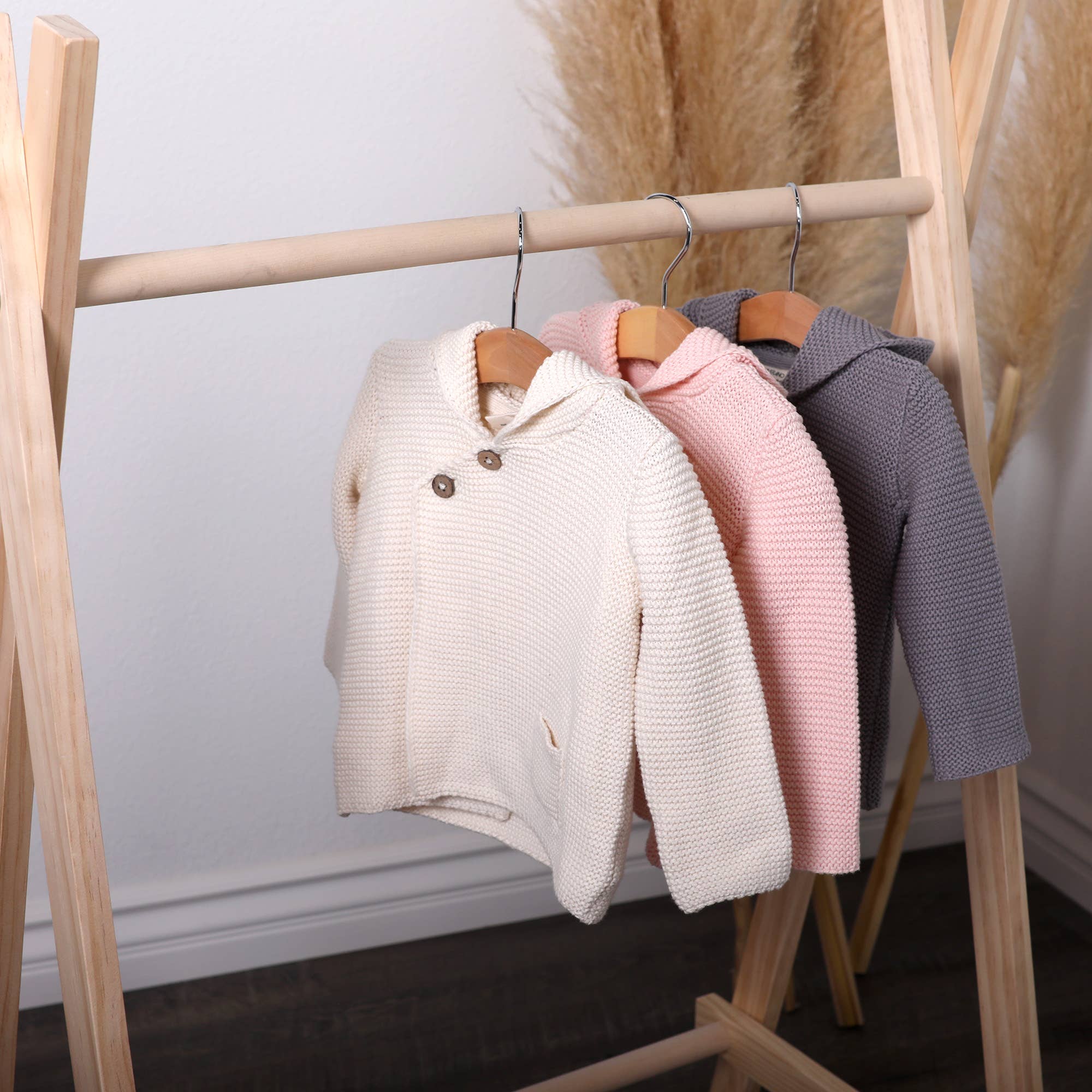 Milan Pastel Hooded Sweater Knit Baby Jacket - Organic Cotton | Cream