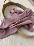 Mauve Pink Knitted Cotton Blanket