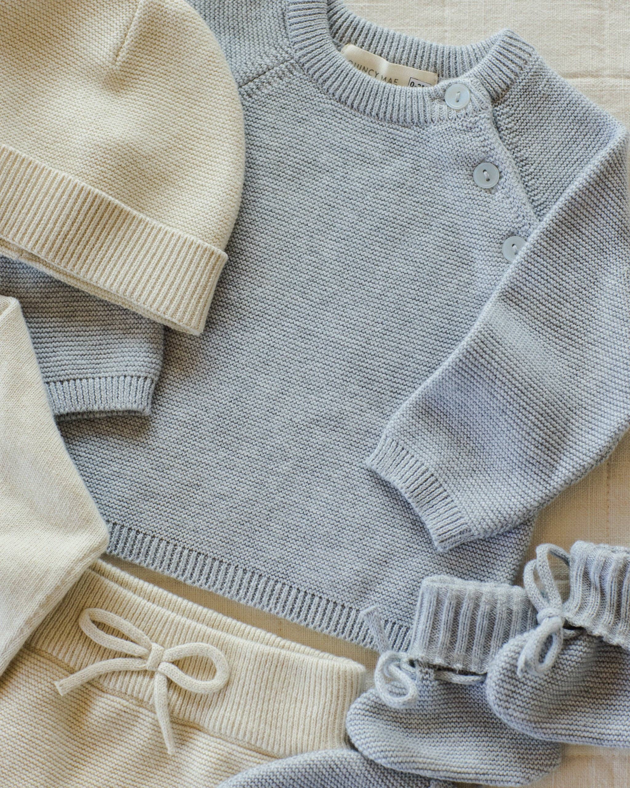 Bailey Knit Sweater | Heathered Dusty Blue