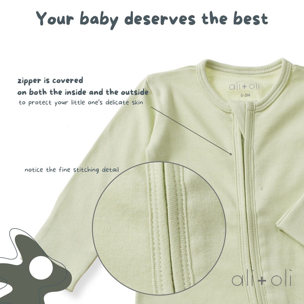 Organic Cotton Baby Footie 2-Way Zipper | Sage