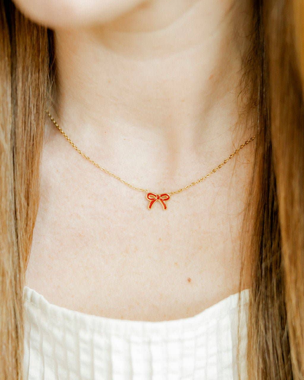 Necklace - Sadie Bow Red