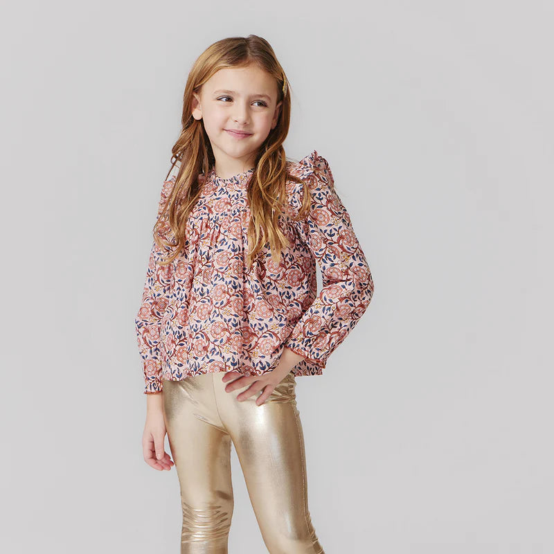 Girls Lame Legging - Light Gold