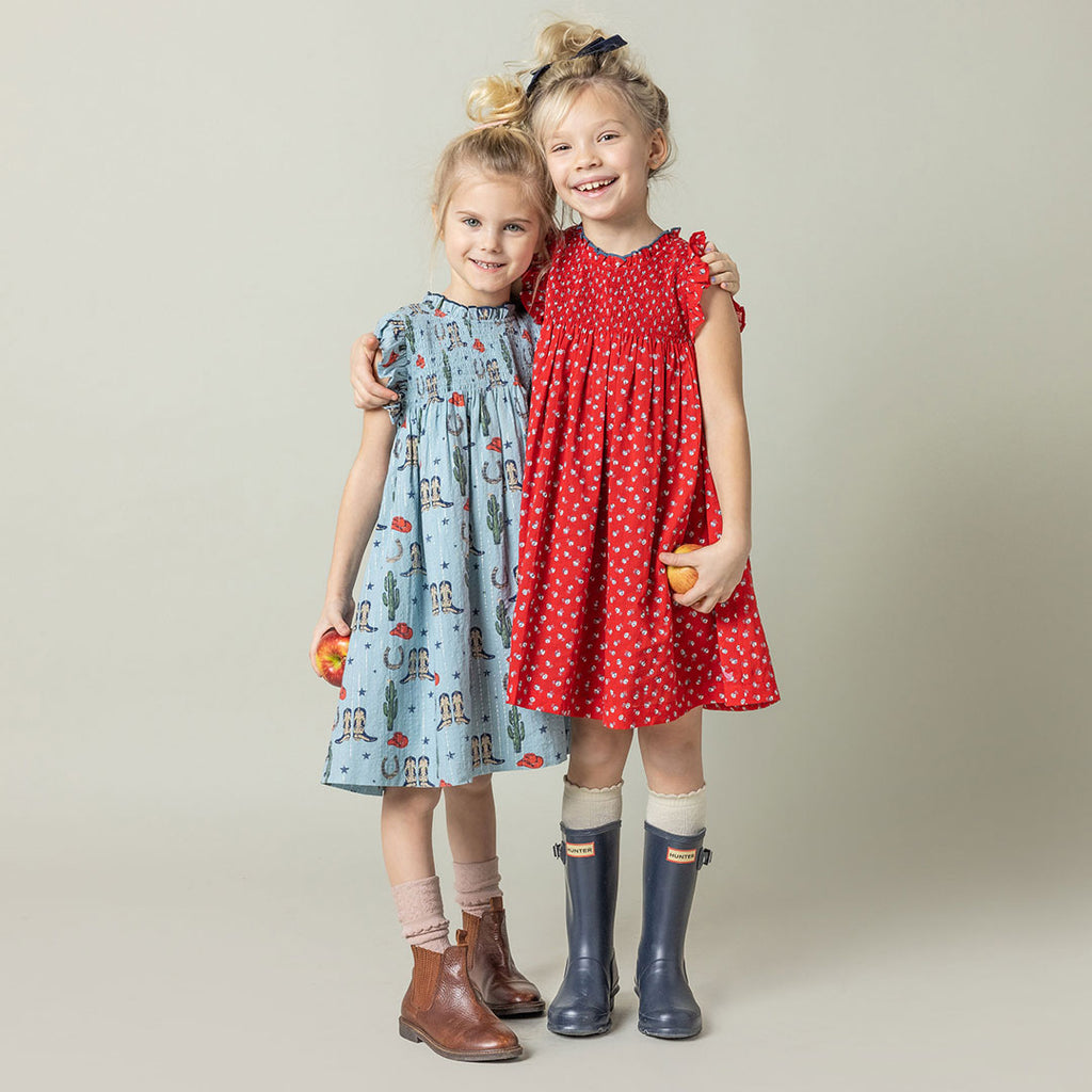 Girls Stevie Dress - Tiny Red Roses