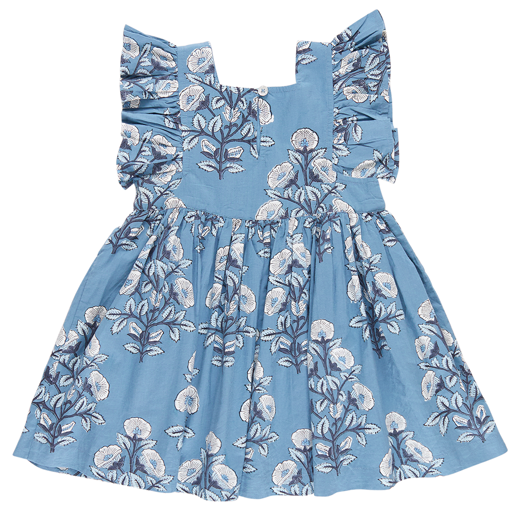Girls Elsie Dress - Blue Bouquet Floral