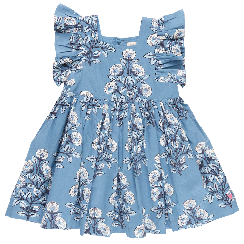 Girls Elsie Dress - Blue Bouquet Floral