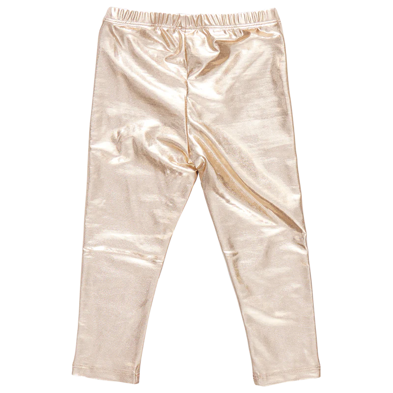 Girls Lame Legging - Light Gold
