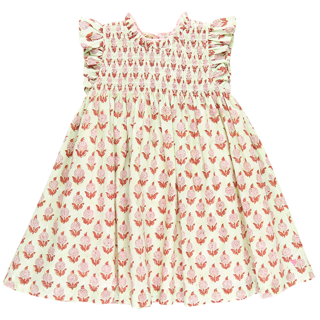 Girls Stevie Dress - Green Dahlia