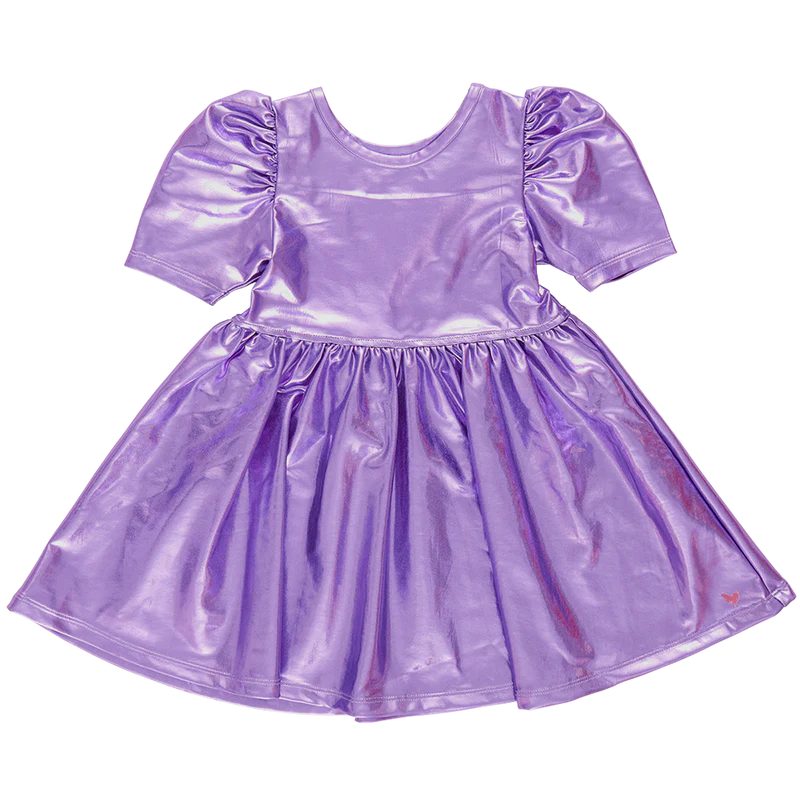 Girls Lame Laurie Dress - Purple Sparkle