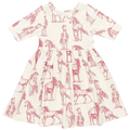 Girls Organic Steph Dress - Vintage Rose Horses