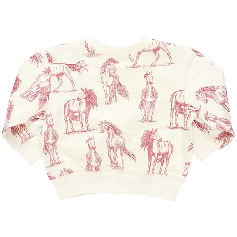 Kids Organic Sweatshirt - Vintage Rose Horses