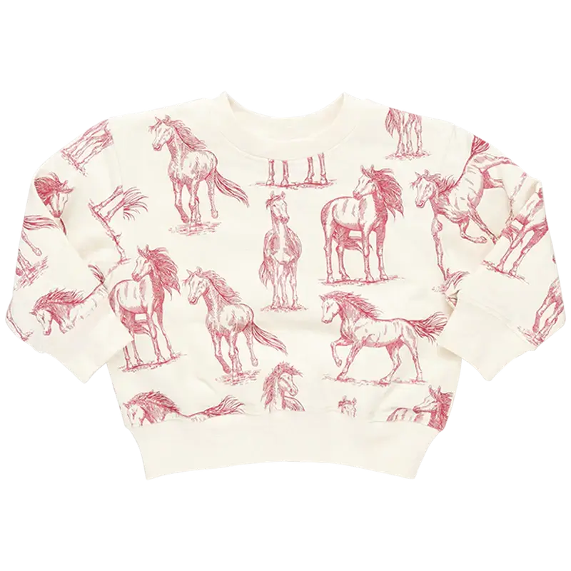 Kids Organic Sweatshirt - Vintage Rose Horses