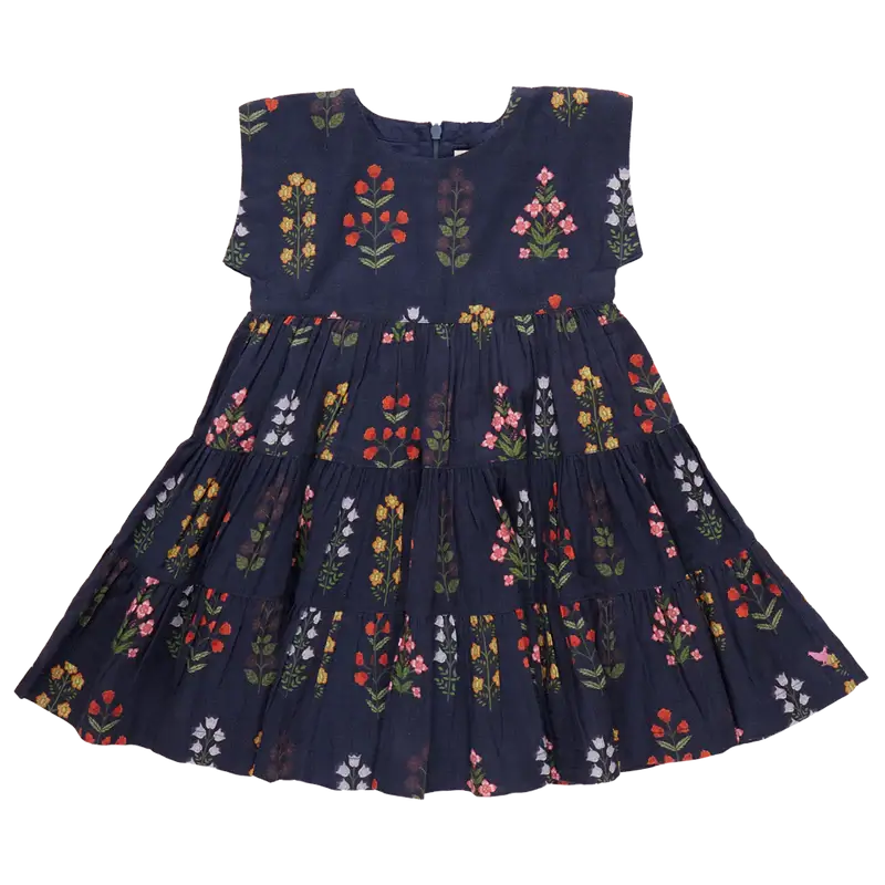 Girls Peachy Dress - Navy Field Floral