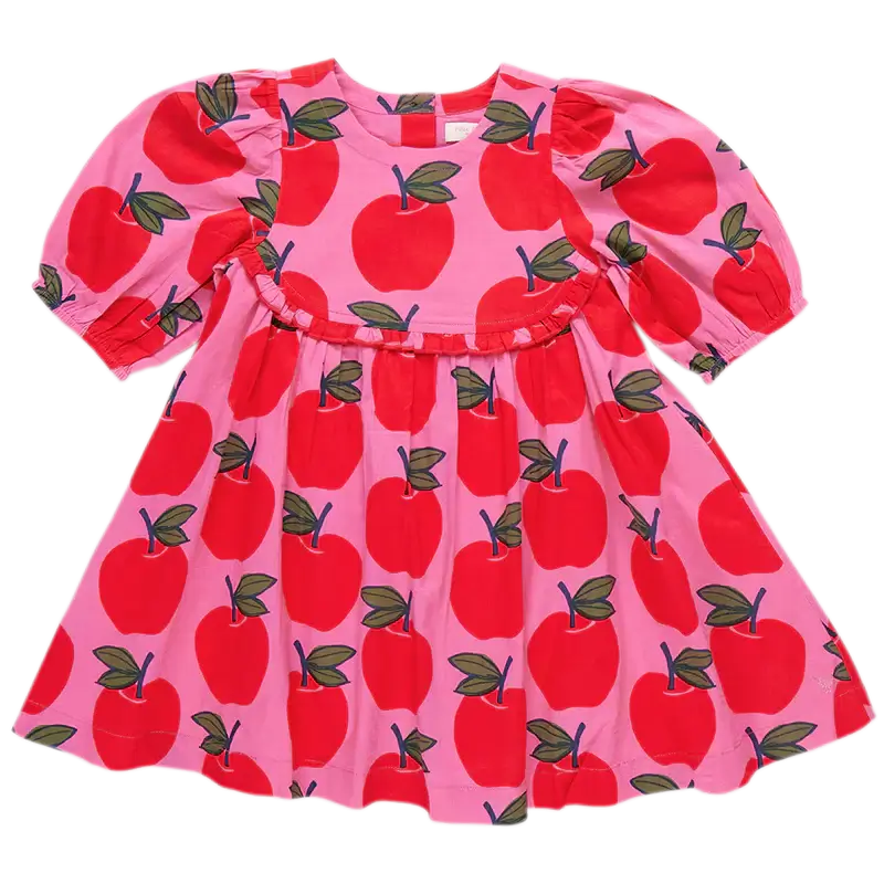 Girls Rowan Dress - Pink Apples