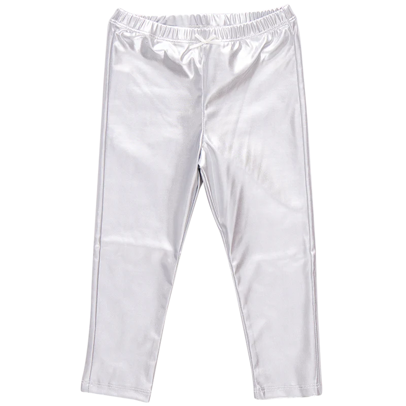 Girls Lame Legging - Silver