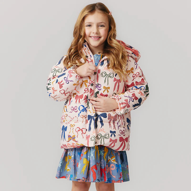 Girls Pete Puffer - Bows on Bows Pink