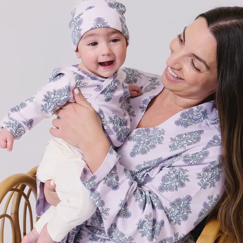 Nesting Box Baby Take Home Set - Lavender Bouquet Floral Blockprint