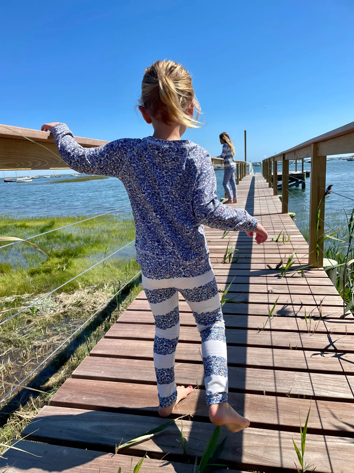 Blue Microfloral Crewneck Sweatshirt