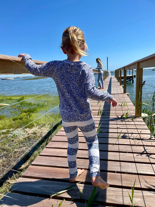 Blue Microfloral Crewneck Sweatshirt