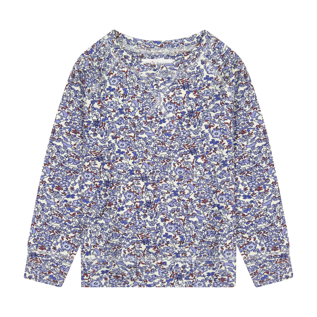 Blue Microfloral Crewneck Sweatshirt