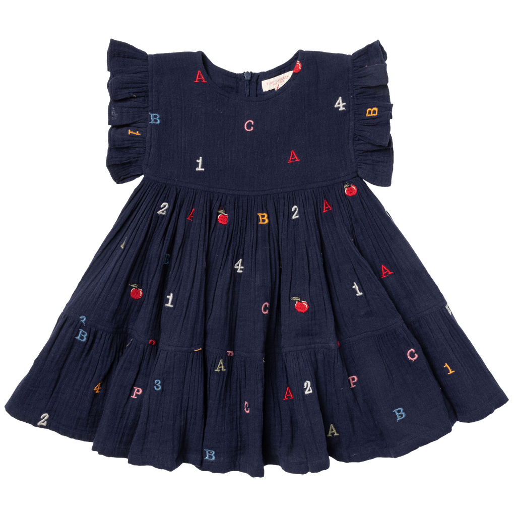 Girls Kit Dress - Alphabet Embroidery