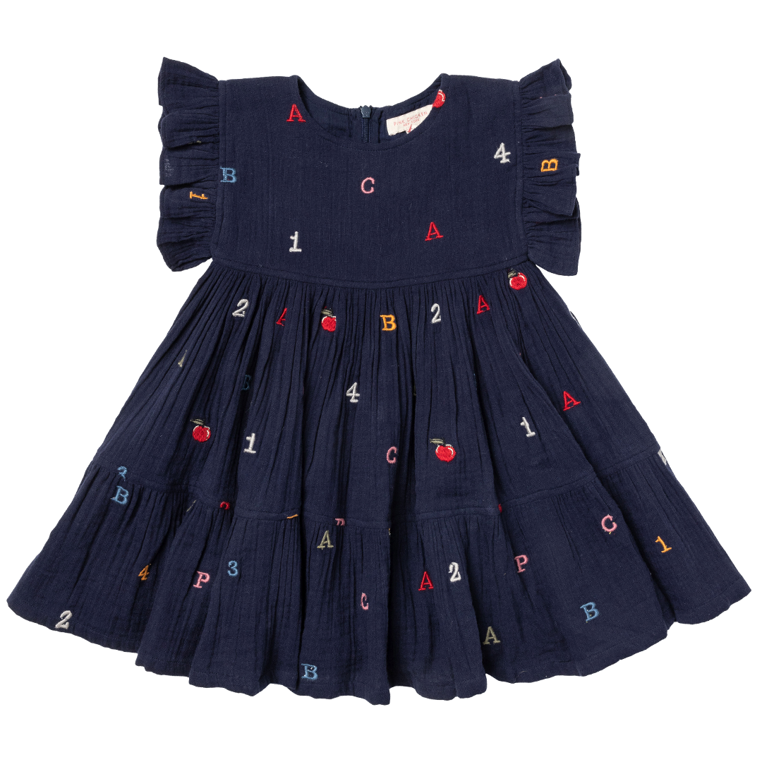 Girls Kit Dress - Alphabet Embroidery