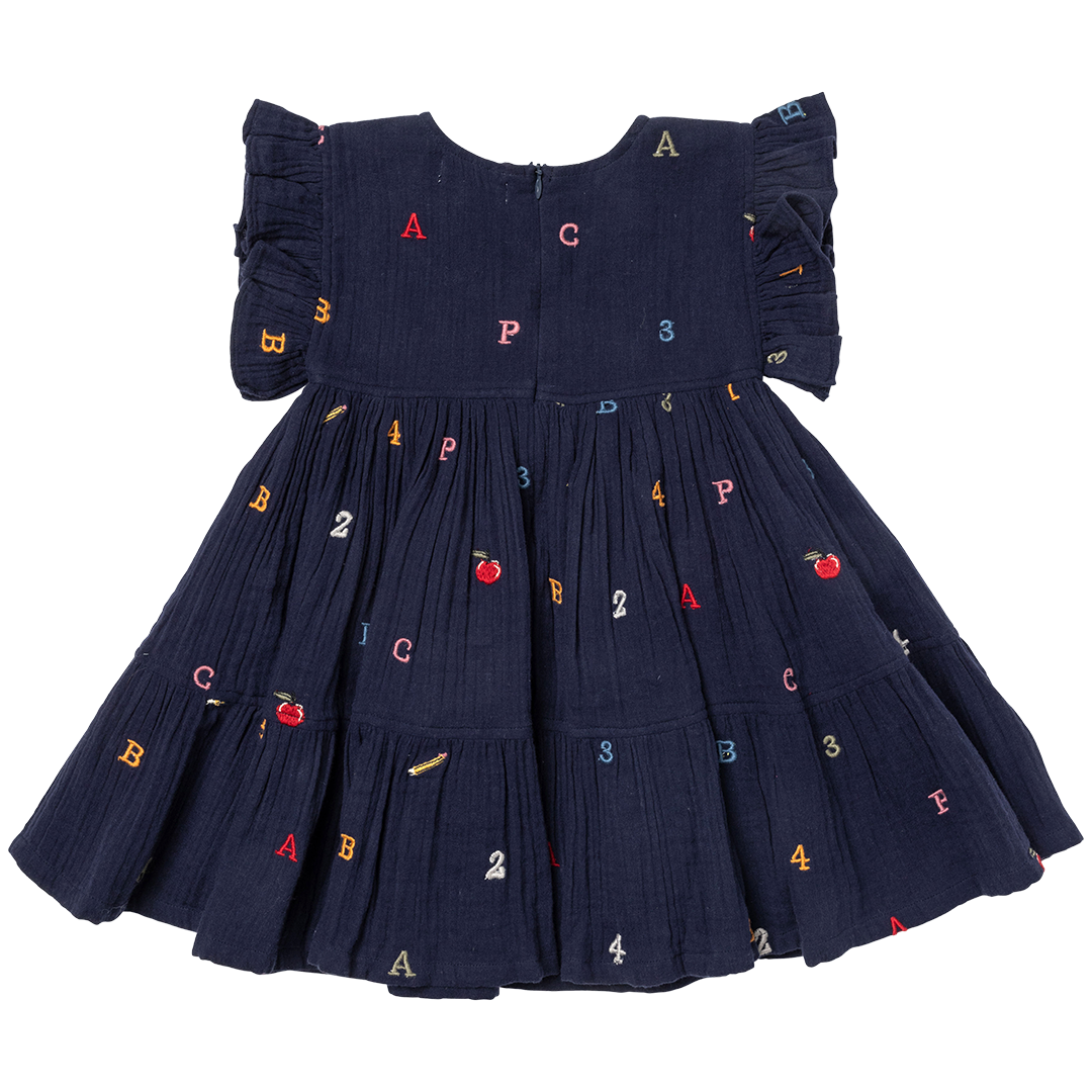 Girls Kit Dress - Alphabet Embroidery