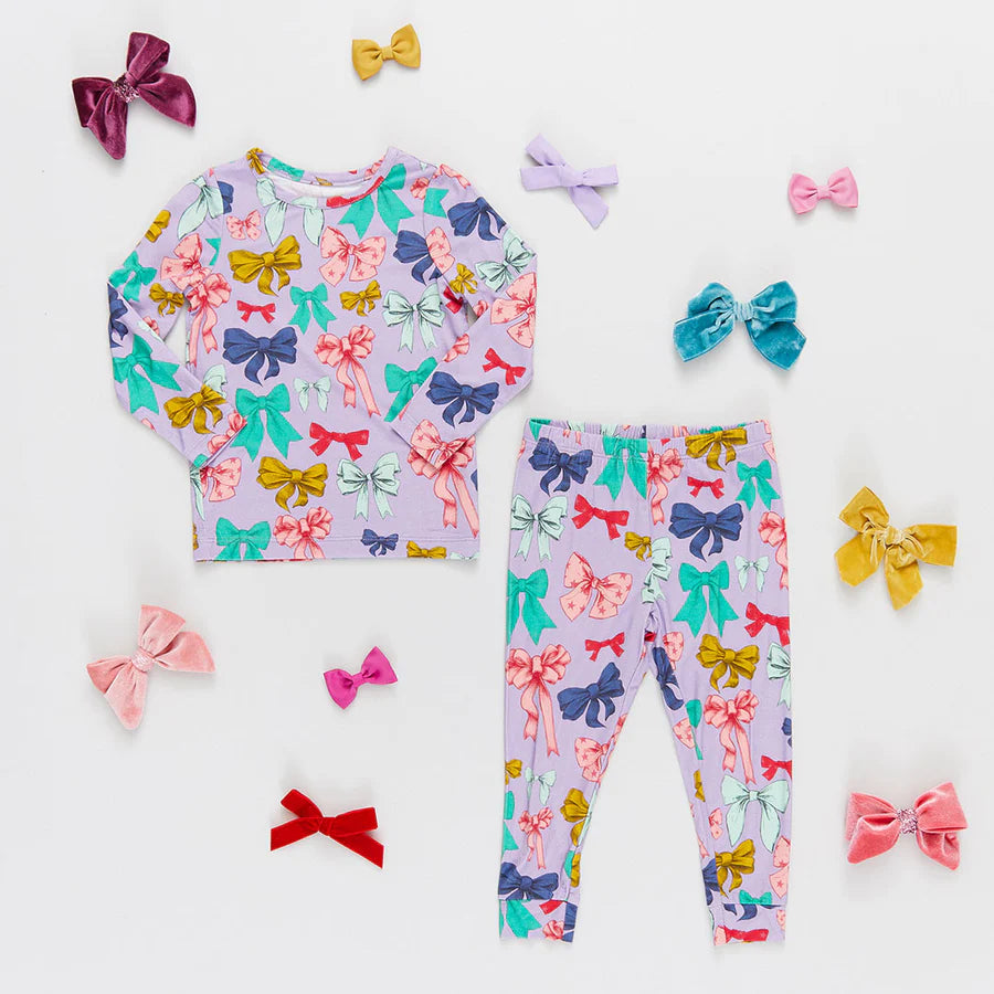 Kids Bamboo PJ Set - Bow Party