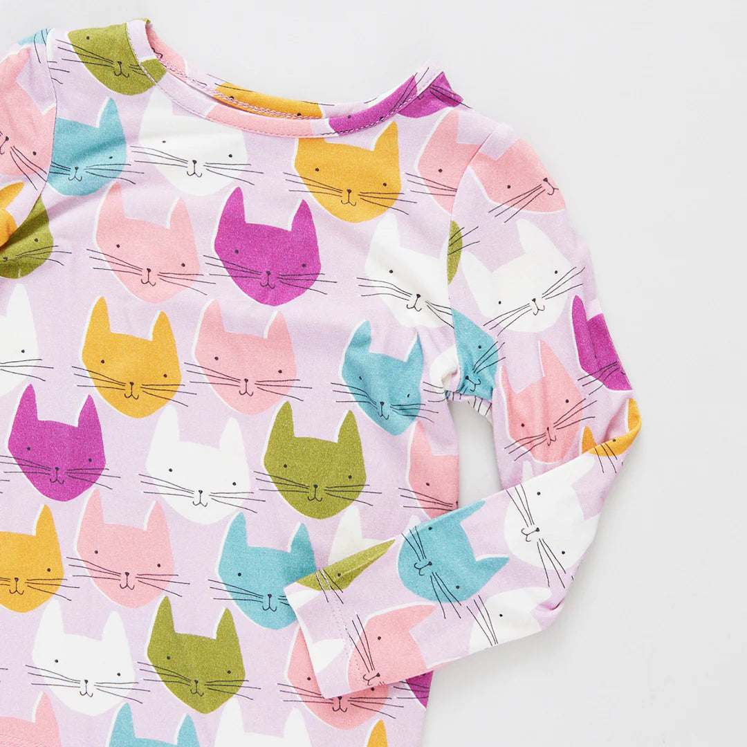 Kids Bamboo PJ Set - Multi Cats