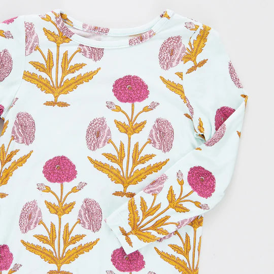 Kids Bamboo PJ Set - Pink Dandelions