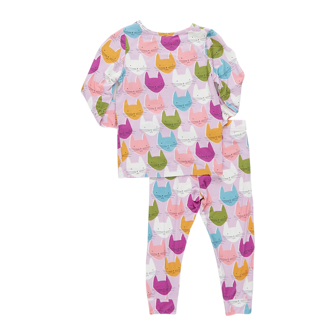 Kids Bamboo PJ Set - Multi Cats