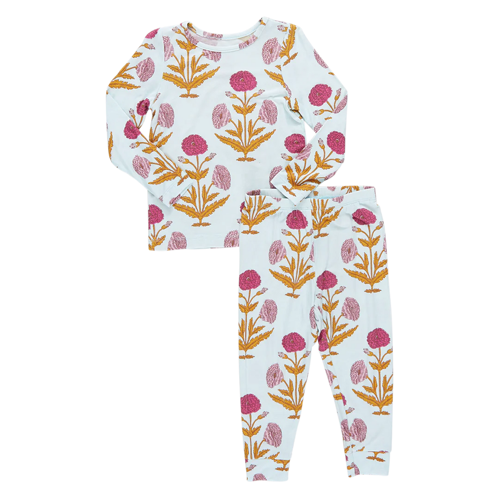 Kids Bamboo PJ Set - Pink Dandelions