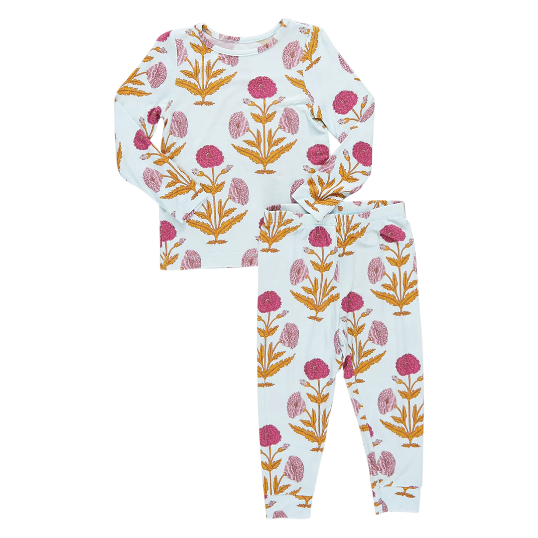 Kids Bamboo PJ Set - Pink Dandelions