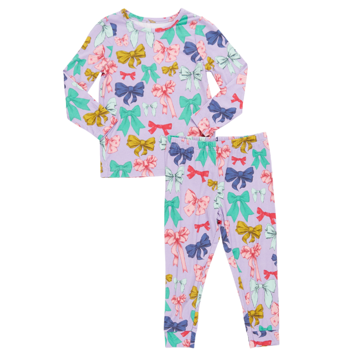 Kids Bamboo PJ Set - Bow Party