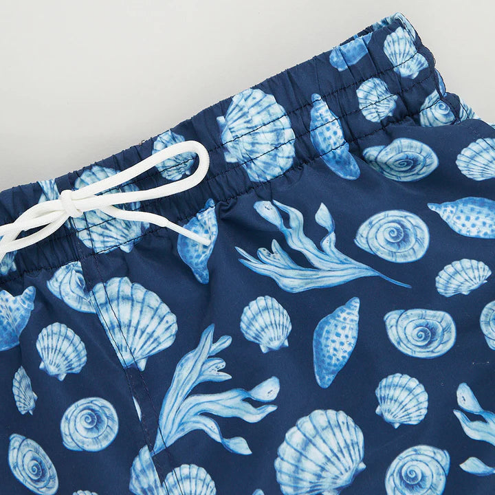 Mens Swim Trunk - Blue Sea Shells