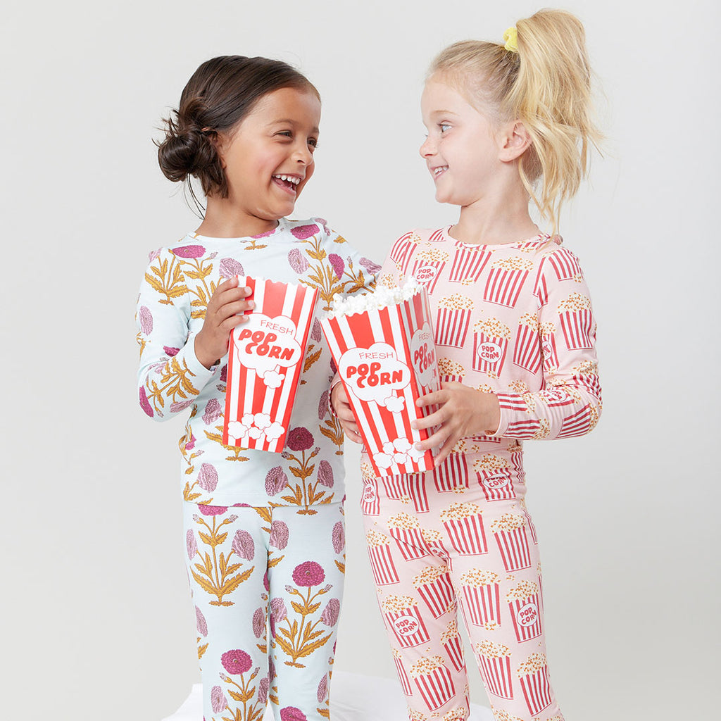 Kids Bamboo PJ Set - Pink Dandelions